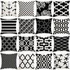 Modern Simple Black and White Pillow Living Room Sofa Bedroom Backrest Single Side Linen Abstract Striped Plaid Pillow