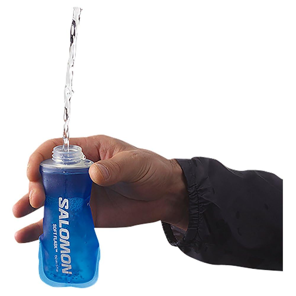 Salomon Hydration Bottle, Foldable, Portable, 2022 Model, SOFT FLASK 150ml5oz, 28oz Capacity (Soft Flask 1505 28oz), LC1916100, Free Clear Blue