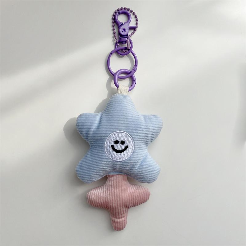 

Chic And Sweet Student Handbag With Adorable Flower Smiley Charm In Blue Pink BluePink Flower
