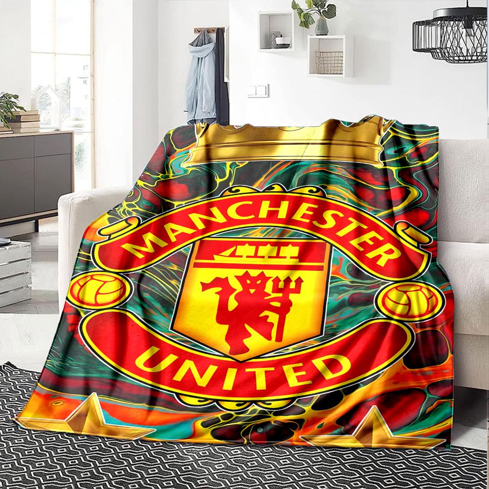 1pc M-Manchester1 Blanket, Gift, for Men and Women, Soft Blanket, Good for Sofa Bed Couch Travel, Lightweight Flannel Blanket
