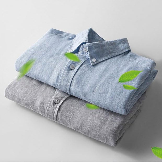 Linen Long Sleeve High DSS125 [East Rain] 100% Shirt, Men's Button-Down, Cool, Breathable, Lightweight, Sleeve/Short 2-Way, Quality, Natural, Plain,