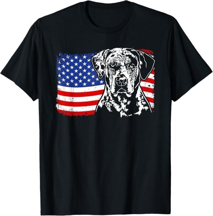 Proud Catahoula Leopard Dog American USA Flag Patriotic Dogs Pet Lover T-Shirt Unisex T-Shirt S