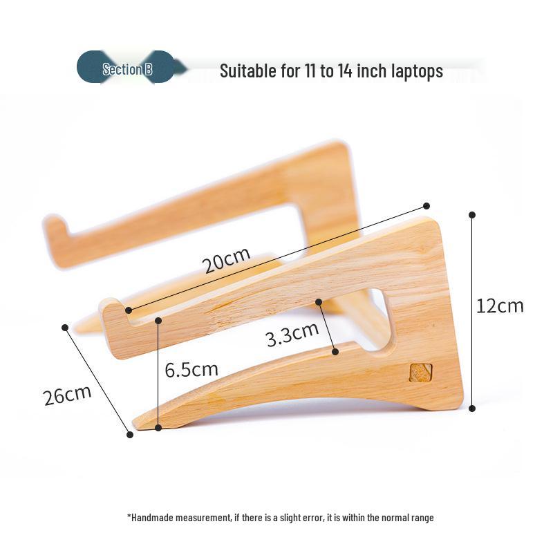 Solid Wood Vertical Laptop Stand with Cooling and Desktop Storage