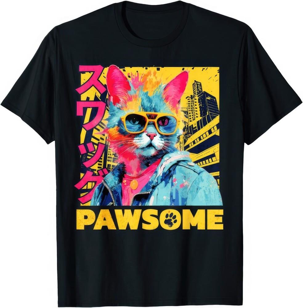 Pawsome Japanese Art Cat Gifts T Shirt