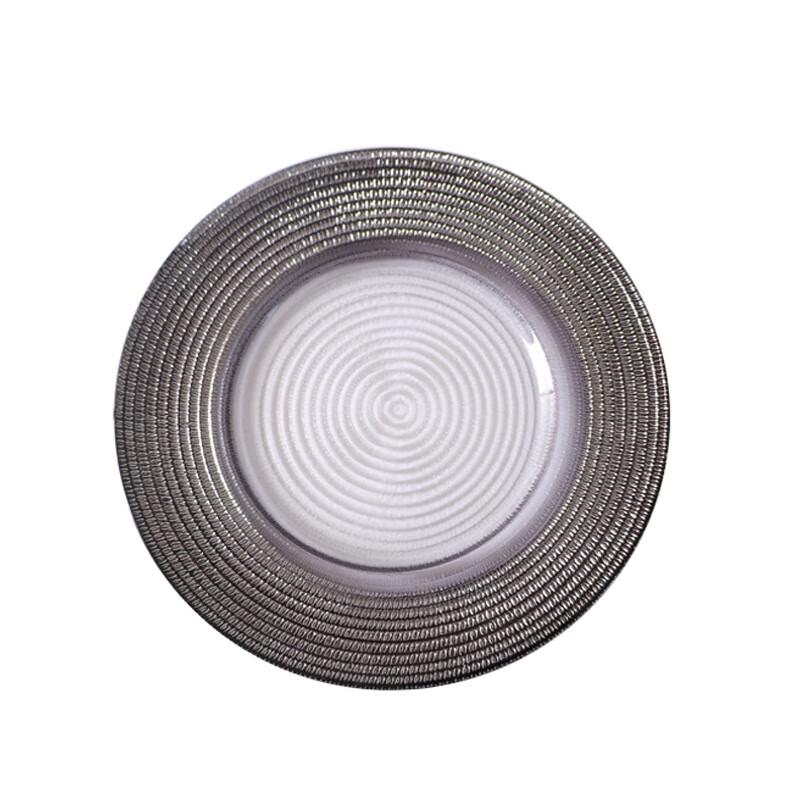 ZISIZ Vintage Textured Gold Rim Glass Plate