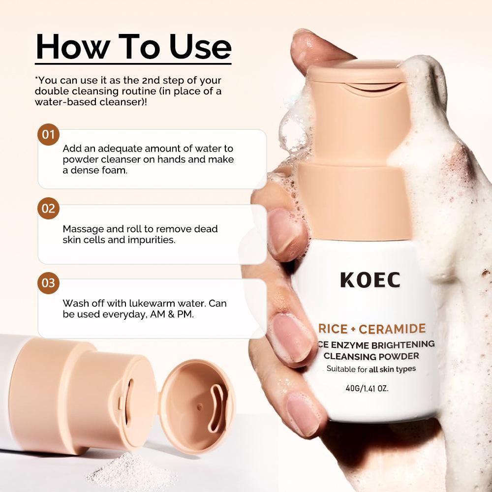 KOEC Rice Ceramide Cleansing Powder 40g Deep Clean Exfoliating Powder Pore Purifying Gentle Skincare