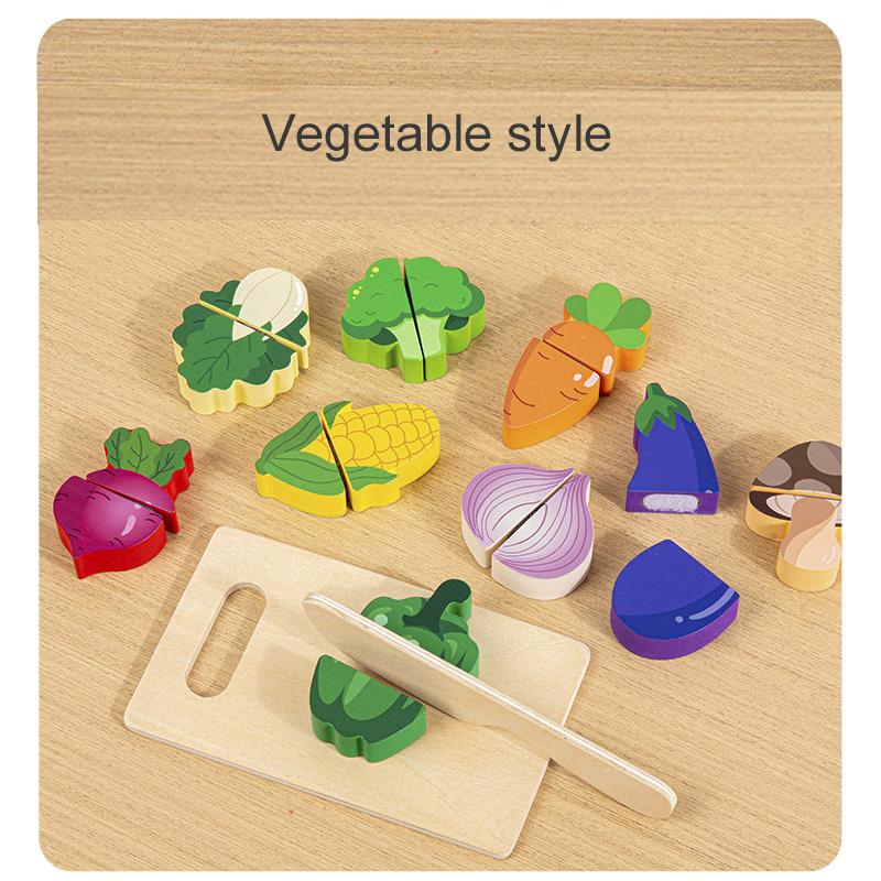 Simulation Kitchen Pretend Toy Wooden Classic Game Educational Toy For Children Kids Gift Cutting Fruit Vegetable Food Set