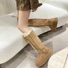 Fashion Winter Platform Boots Knee-High Was High Simple Boots Fashion Motorcycle Boots Causal Plush Fluffy Anti-cold Shoe Botas Mujers