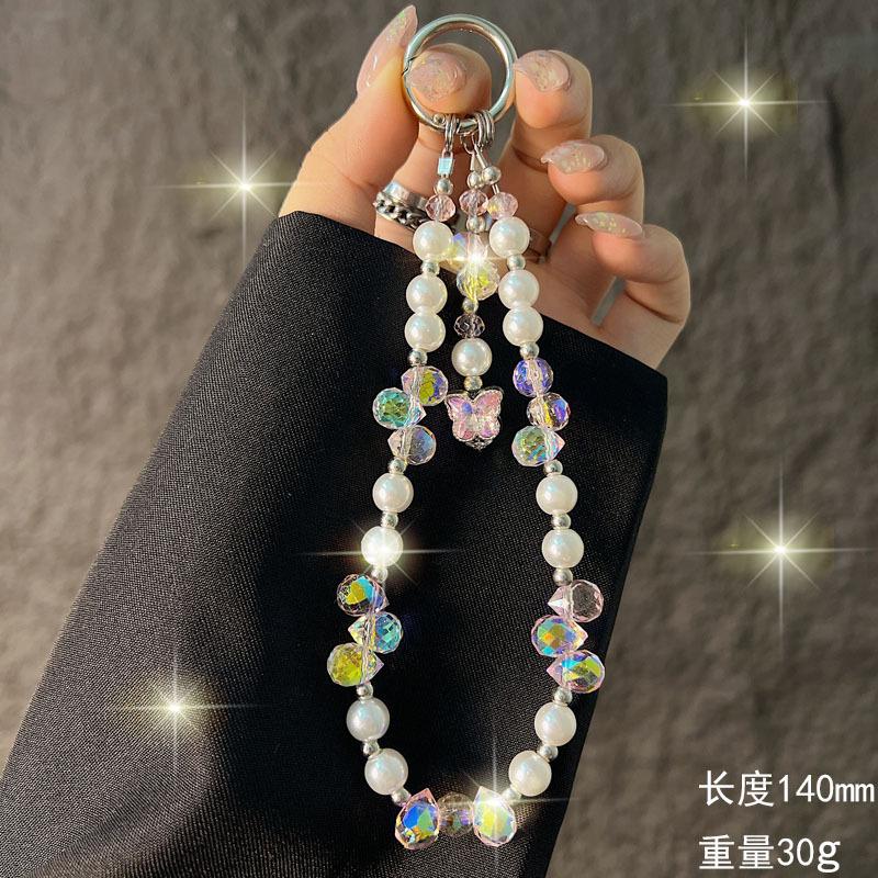 Light Luxury Crystal Phone Chain Rhinestone 3D Butterfly Phone Chain Pendant Car Keychain Bag Pendant