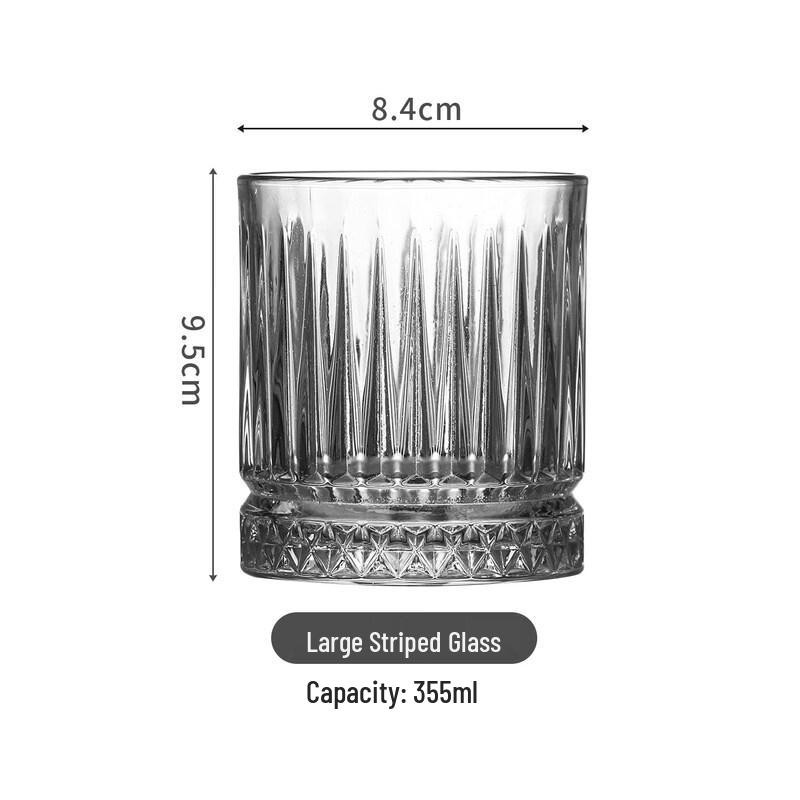 DM Striped Tempered Glass Beer Mug Set, 350ml (6-pack)