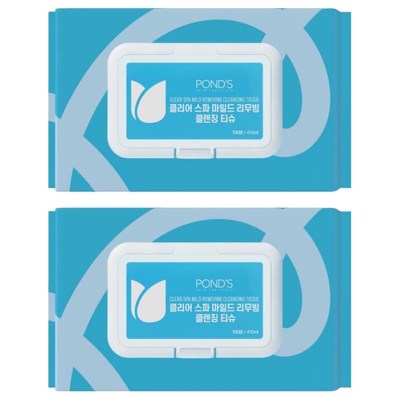 Ponds Clear Spa Mild Removing Cleansing Tissues, 100 Sheets, 2 Pcs