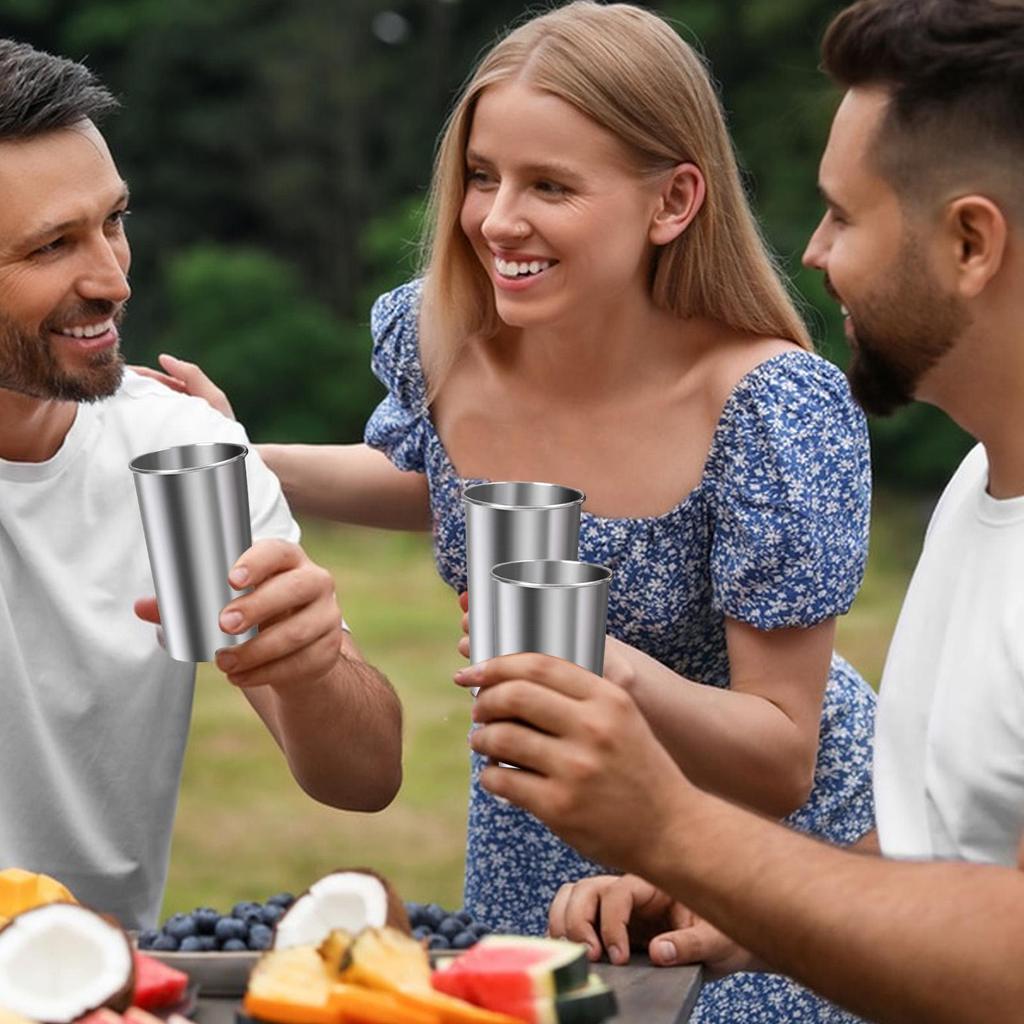 Kids Stainless Steel Cup 6 Pieces Water Cups Unbreakable Stackable Tumbler 600ml Drinking Glasses For Kids Adults Hydration