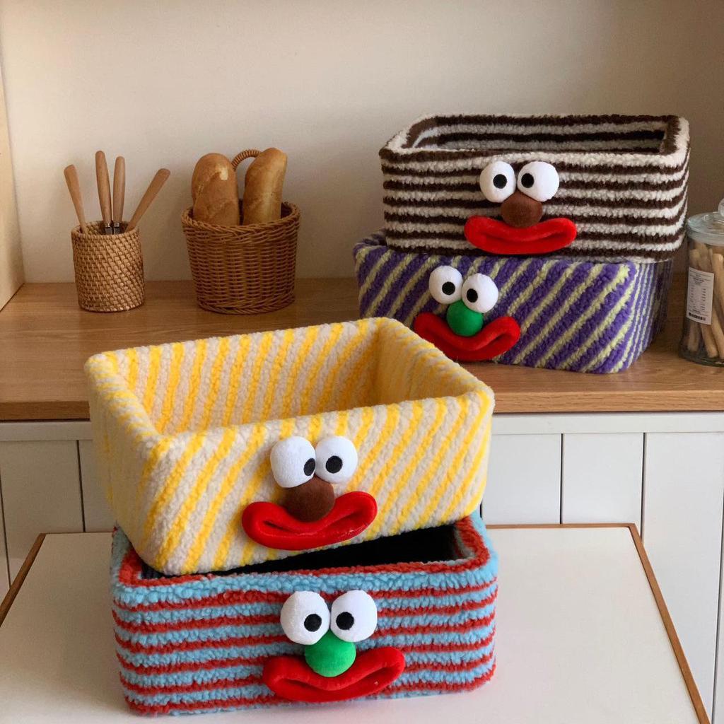 Creative Clown Lambswool Desktop Storage Basket for Jewelry & Cosmetics