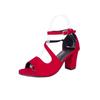 Fish mouth large size buckle high heels women's 2025 summer new suede one-word fashion sandals sexy thick heel women's shoes