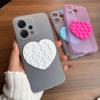 Heart Shape Suction Cup Phone Case for OPPO Reno15 5G Semi Transparent Matte Shockproof Soft TPU Cover
