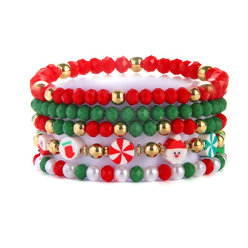 Christmas soft pottery beaded bracelet set English letter bead alloy Christmas pendant gift bracelet