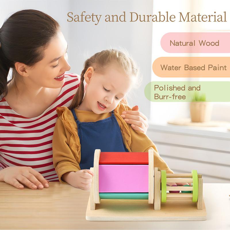 Montessori Wooden Weaving Drum: Baby Sensory Toy for Hand-Eye Coordination and Color Recognition