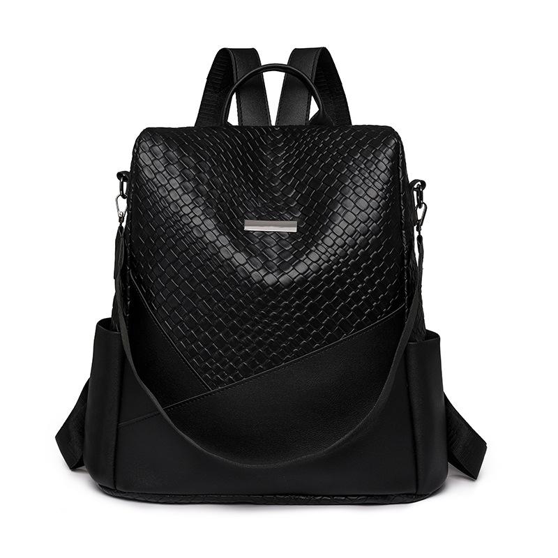 

Женский рюкзак в стиле пэчворк, кожаная сумка для путешествий, школьный рюкзак большой емкости чёрный