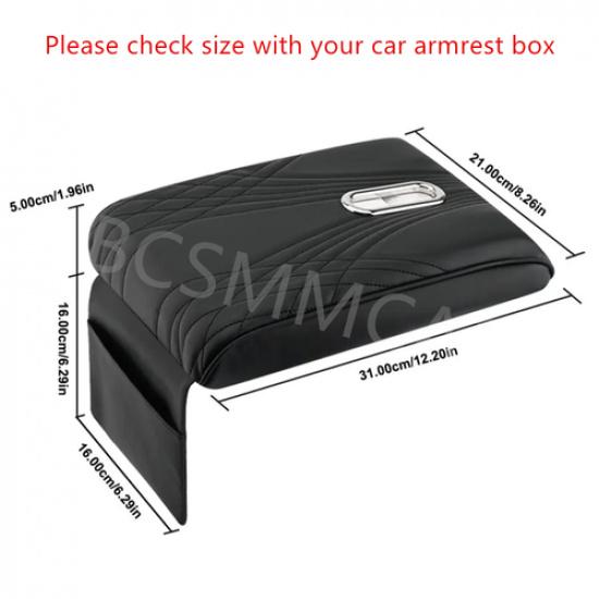 Car Armrest Cushion Cover Breathable Leather Console Box Pad Mat W/Storage Bag