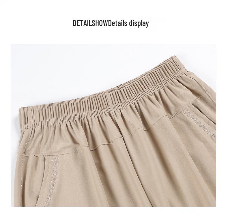 Dámské letní lehké kalhoty z ledového hedvábí - devítidélkové, volné s rovnými nohavicemi pro ženy středního a staršího věku