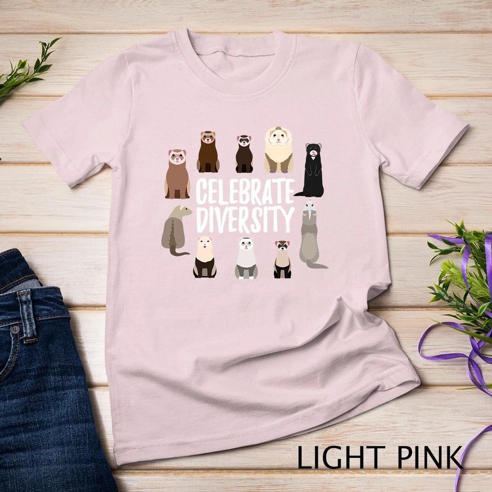 Pet Gifts for Ferret Lovers Celebrate Diversity Funny Ferret Unisex T-shirt 5 S