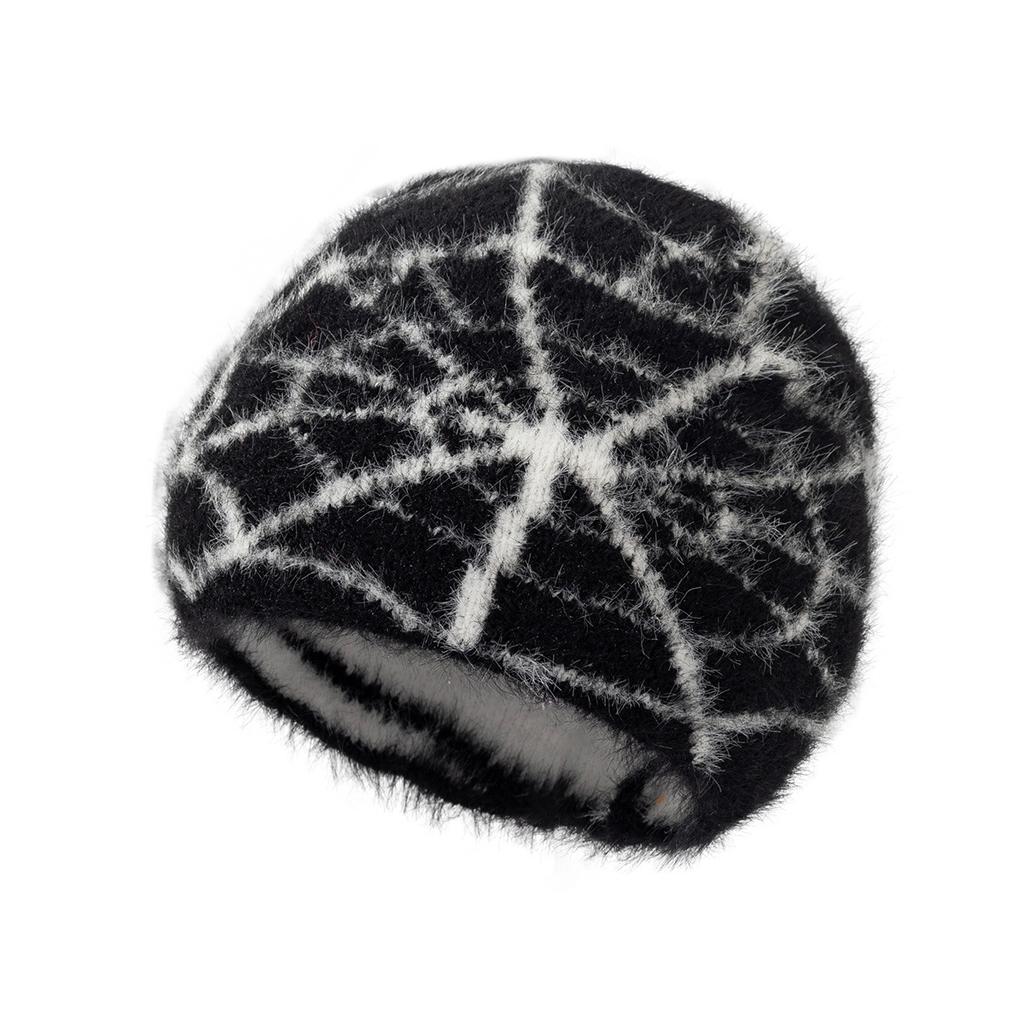 Spider Web Bag Head Hairball Warm Windproof And Cold Hat Fleece Knitted Hat Winter Design Hat