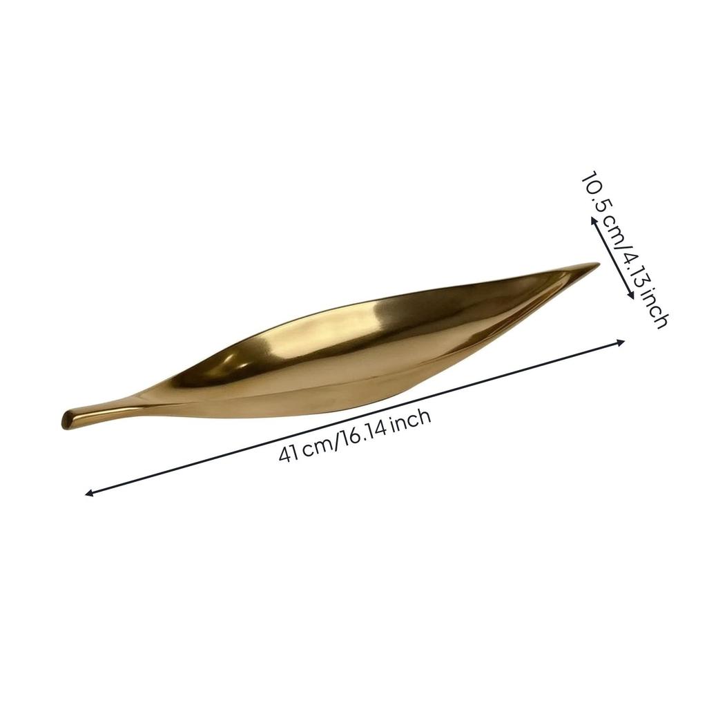 Versatile Leaf-Shaped Decorative Tray Reflective Long Leaf with Tapered