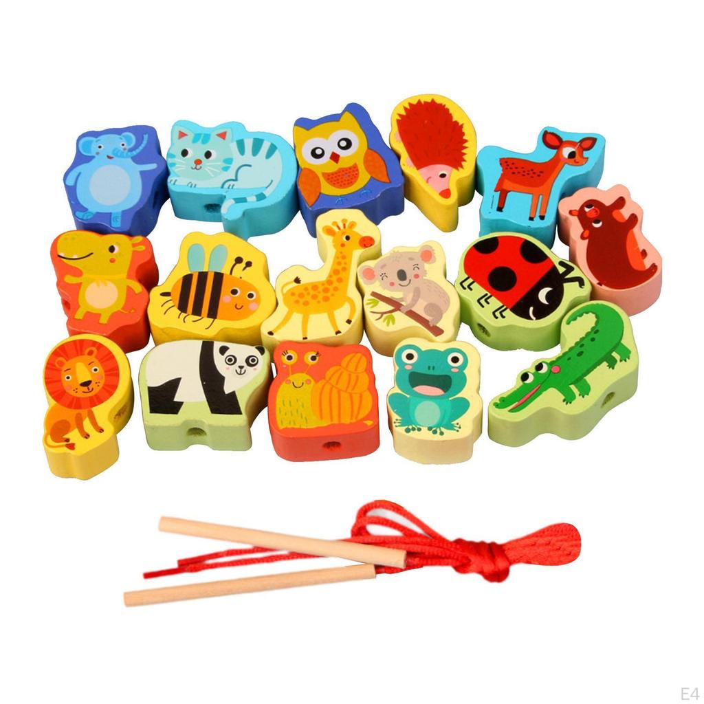 Wooden Bead Threading Toy Gifts Lacing for Children Kids Toddlers vegetable and fruit