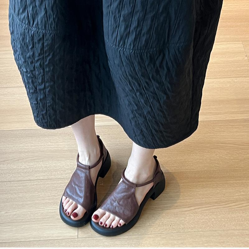 Retro platform high-heeled open-toed sandals women's summer new comfortable soft-soled versatile temperament commuter thick-heeled Roman shoes