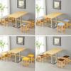 Solid Wood Rectangular Dining Table & Stools Set - Suitable for Fast Food, Malatang, Cold Drinks, Desserts, Rice Noodle