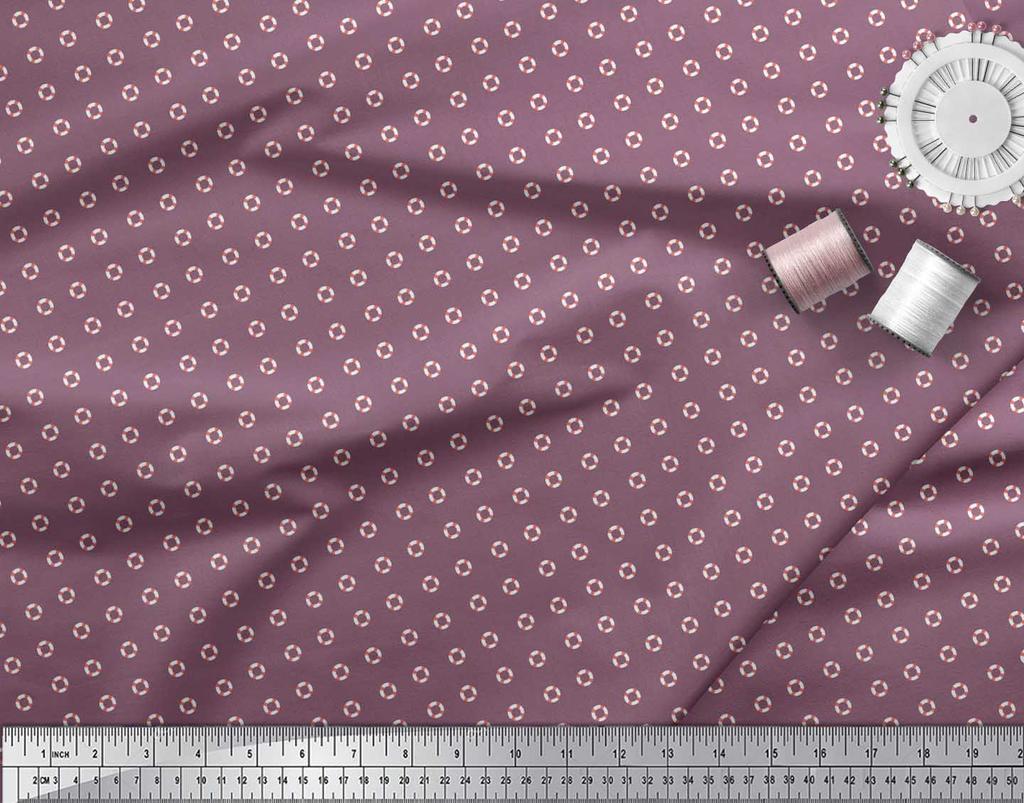 Soimoi Japan Crepe Satin Fabric Swimming Ring Small Printed Craft Fabric by the metre 42 Inch