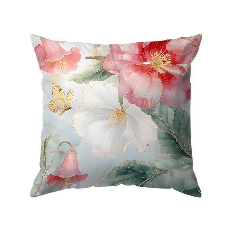 1Pc Watercolor Flowers Pillow Cover For Home Living Room Bedroom Sofa Office Decorative Pillowcase Soft Throw Pillows 45X45Cm