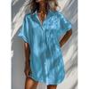 BITCED Fashion Summer Spring Solid Color Print Short Sleeve POLO Neck Casual Dresses