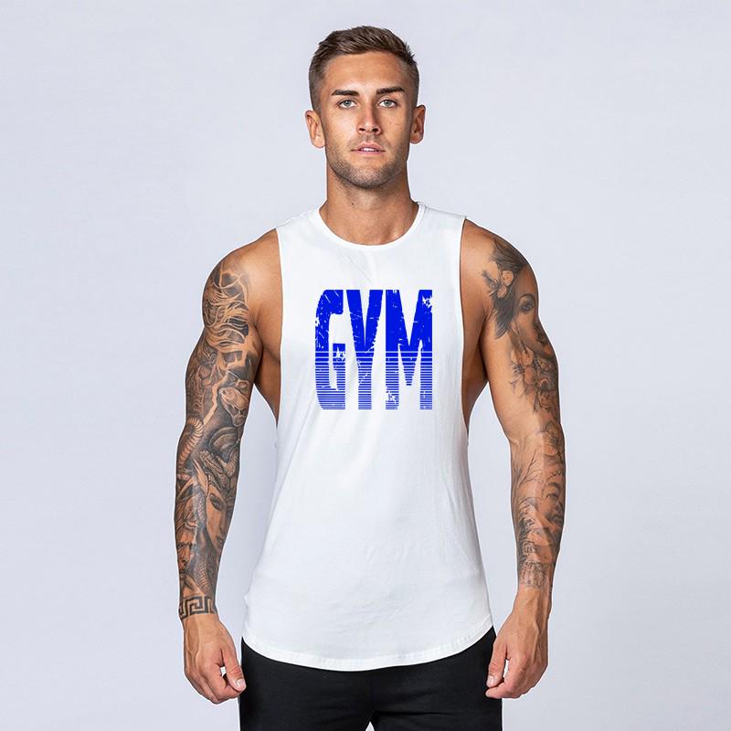 Muscleguys Letters Printing Graphic Singlets Mens Sleeveless Summer Causal Gym Workout Vest