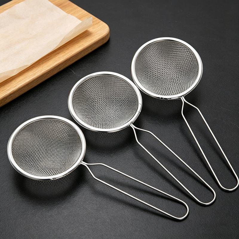 Stainless Steel Colander for Filtering Soy Milk, Juice, Kitchen Strainer, Noodle Cooking Ladle, Empty Handle Oil Net, Oil Straining Net, Filtering Net