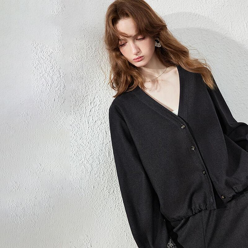 CHUYU Women's Brushed V-Neck Cardigan