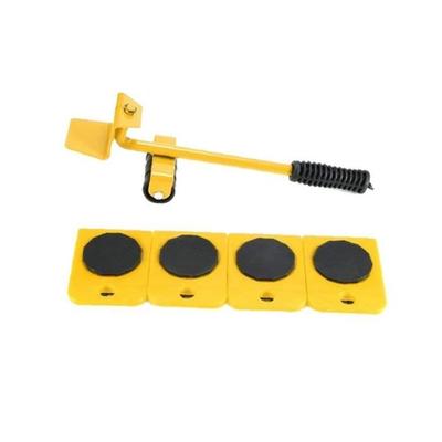 סט כלי להרמת והזזת רהיטים מחליק גלגלת חזקה לספות מיטות מקררים 5 יחידות צהוב