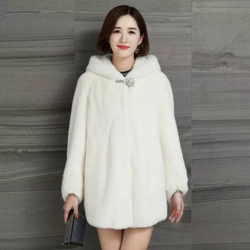 Cotton thickened imitation mink coat women's medium and long winter large size mother's imitation mink velvet imitation fur coat