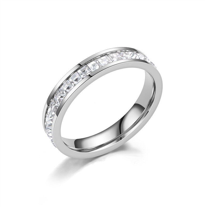 Non-Fading Full Diamond Titanium Steel Ring Ring Men Fashion Cold Hip Hop Niche Design Couple Index Finger Ring