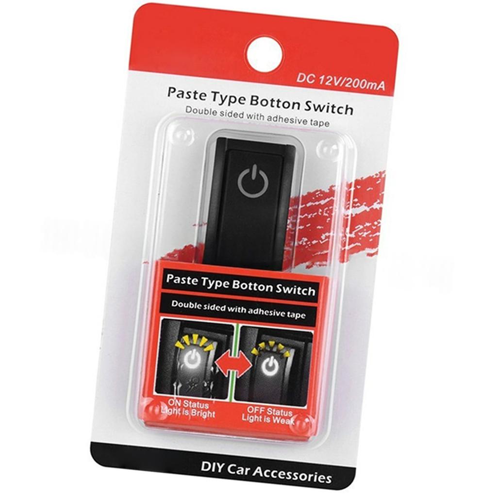 Car Modification Accessories Plastic Turn ON/OFF Switches Double Sided Tape Mount 12V Car Push Button Switches with Light