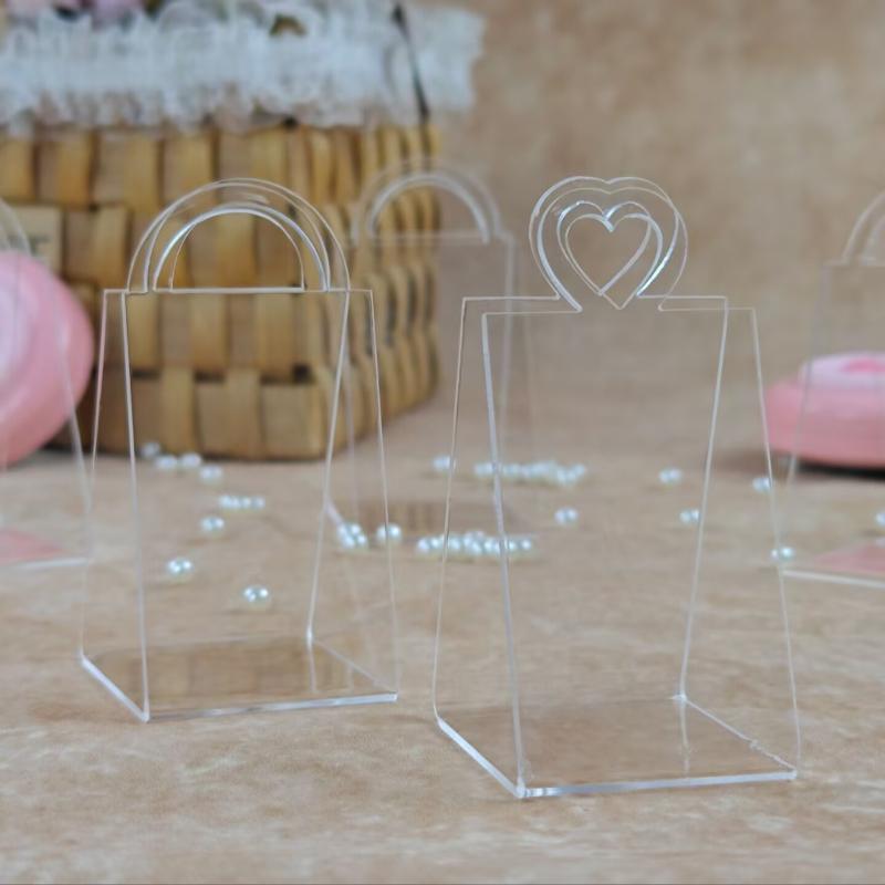 13 Piece  Wedding Party High-end Table Arrangement Plastic Triangular Handle Basket Gift Box Transparent Acrylic Candy Box Bags Holiday Gift Basket