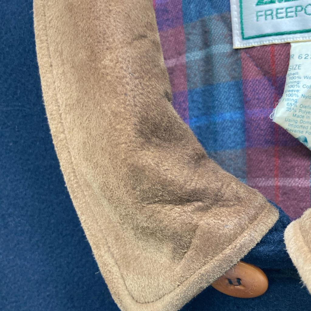 LLBean Navy Mackinaw Hunting Wool Jacket, 80s, Made In USA Jacket M NavyUsed