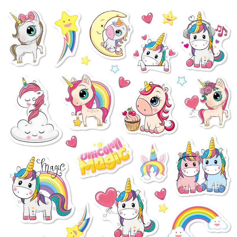 5 Sets of Stickers for Boys and Girls, Children's Water Cups, Window Stickers, DIY Cute Animals, Unicorns and Dinosaurs