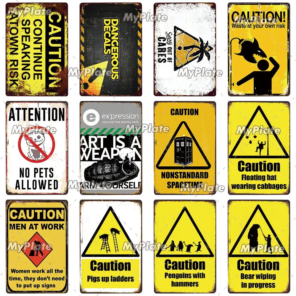 ATTENTION Sign Vintage Metal Sign Tin Sign Vintage  Decoration Plaque Home Wall Decor Bar Sign Home Decor Poster Custom