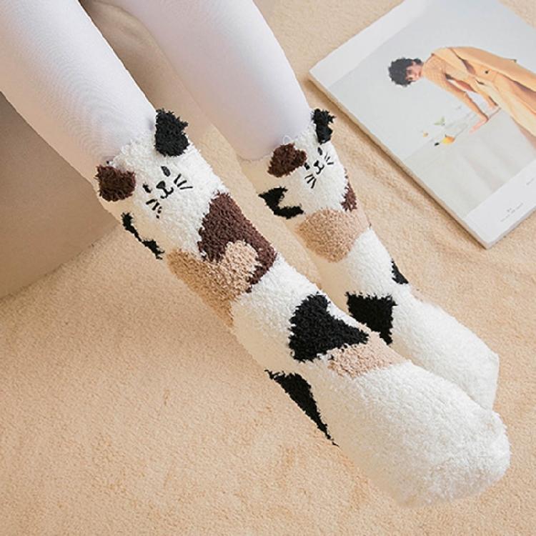 Womens Fuzzy Plush Slipper Socks Cute Animal Ears Home Warm Fleece Sleep Socks