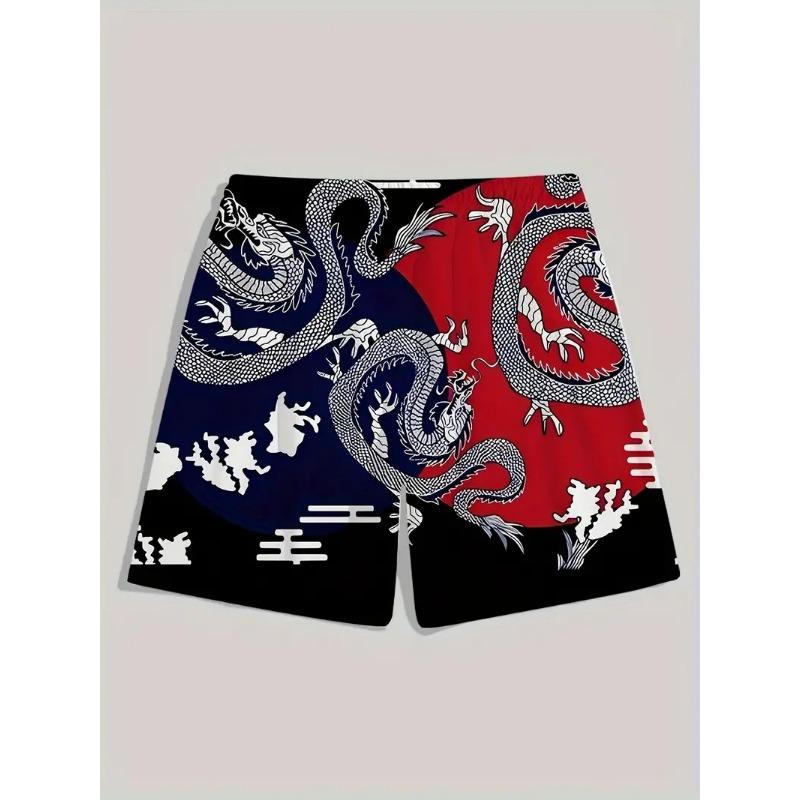 Men's Beach Pants Red Dragon 3D Printed Men's Shorts Summer Casual Breathable Shorts Men's Clothing Bermuda Men's Shorts