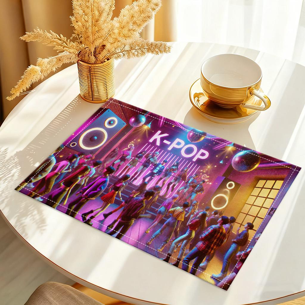 Lebendiges K-Pop Konzert Platzset Set mit 2 Stück Musik Party Tischsets für Jugendzimmer Dekoration und Kpop Fans Geschenk
