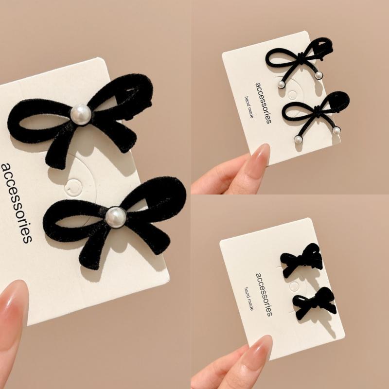 2 Stück Neujahr Rote Schleife Haarspange für Frauen Niedliche Kleine Perle Seitenclip Schleife Haarnadel Mädchen Party Kopfschmuck Haarschmuck
