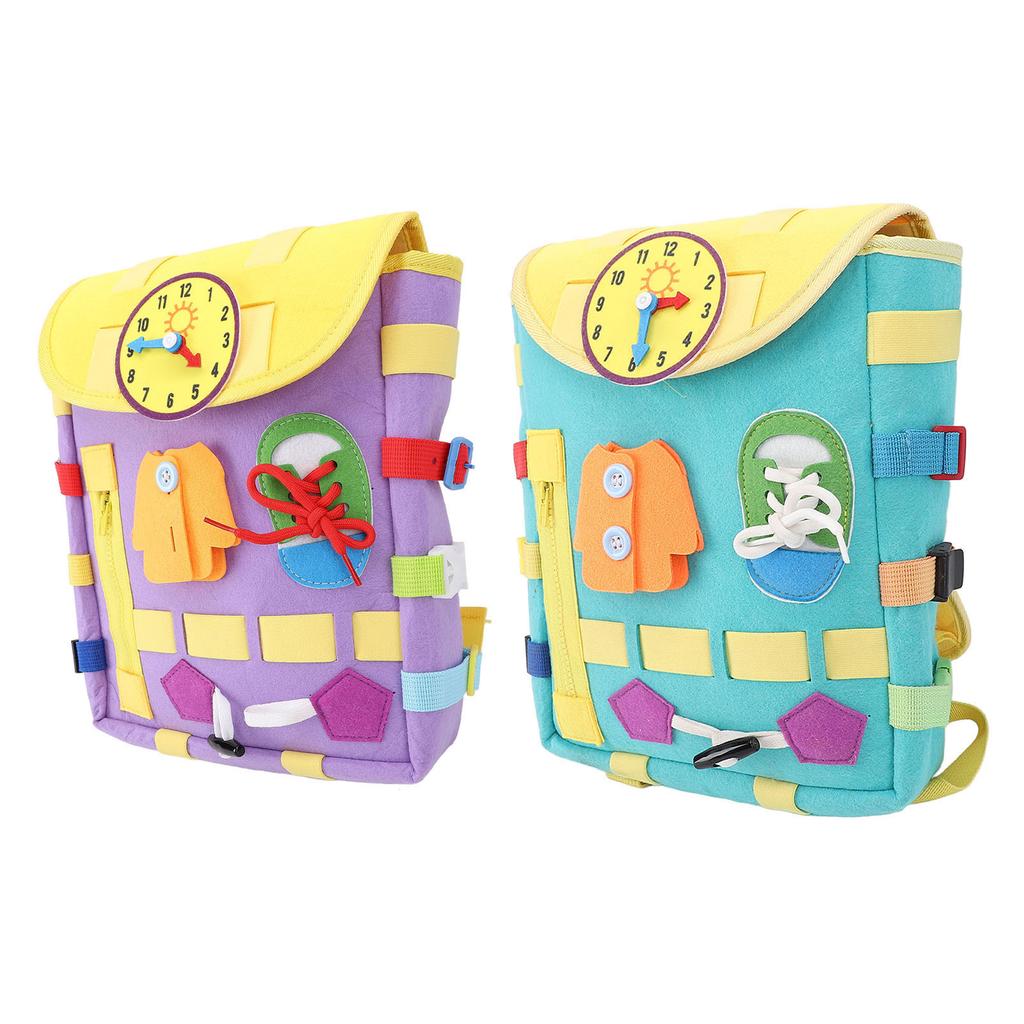 Toddler Backpack with Learning Activity Buckles Sensory Backpack Shoelace Tying Zipper with Stretch