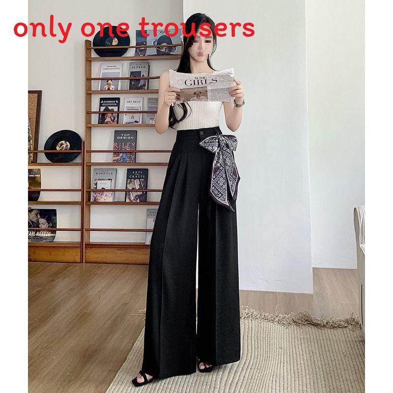Silk Scarf Wide Leg Suit Pants For Women With High Waist Casual Style Spring Summer